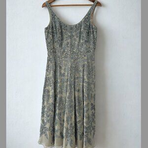 Carmen Marc Valvo Green Embroidered Dress